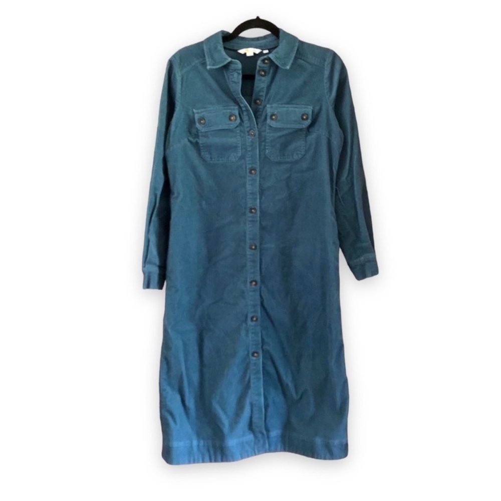Boden Teal Button-Up Long Sleeve Dress